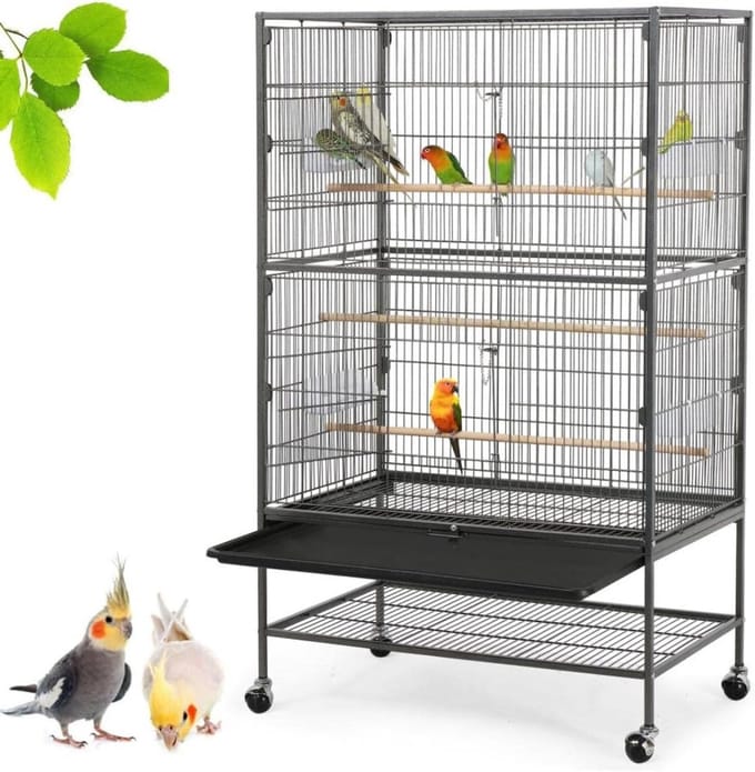 Zyrex® Kamervoliere - Vogelvoliere - Voliere - Zwart - 79cm x 52cm x 132cm