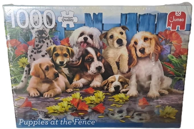 Jumbo Puzzel Puppies at the Fence 1000 stukjes