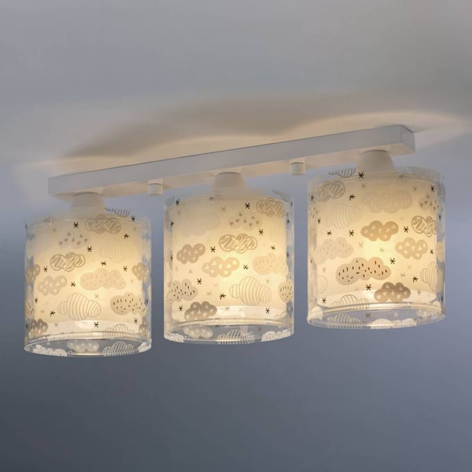 Dalber Cloud plafondlamp voor kinderkamer 3-lamps grijs