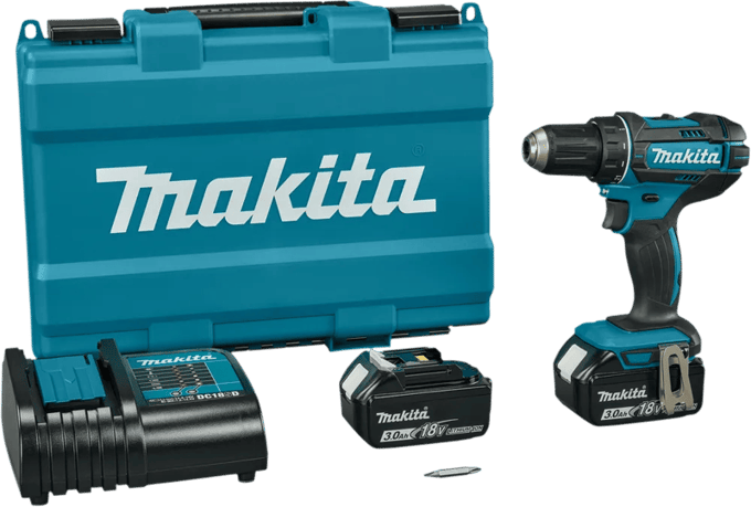 Makita Accuboormachine DDF482SFE + 2 Accu's 3.0Ah en Snellader