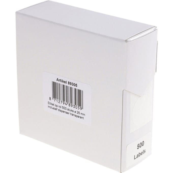 Etiket Rillprint 25mm op rol transparant 500 stuks
