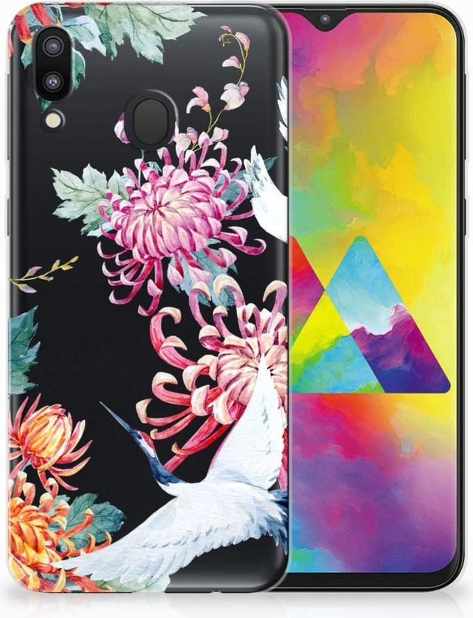 Samsung Galaxy M20 (Power) TPU Hoesje Bird Flowers