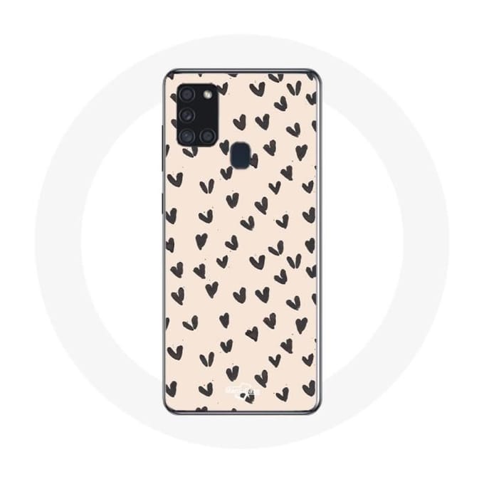 Samsung Galaxy A21S hoesje Zwarte harten abstracte textuurachtergrond
