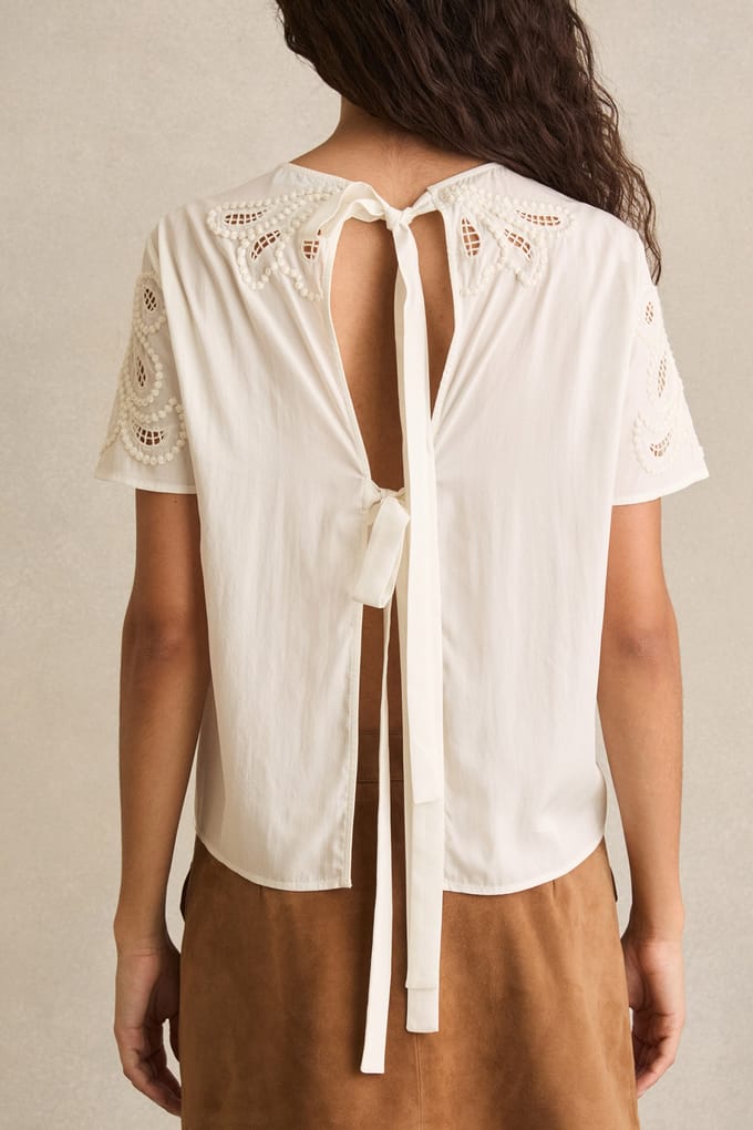 Reiss Floral Cut Out Top Ivory Taglia: 8 | Magliette intime Outlet | Donna | Bianco