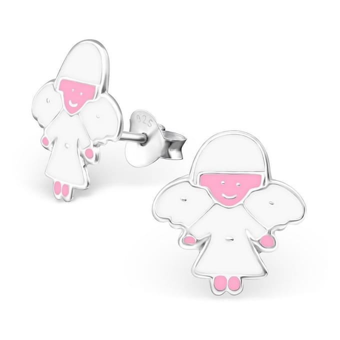 Princes Oorbellen Angel White - 925 Zilver E-Coating - Engel - Ø10mm