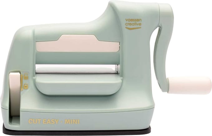 Vaessen Creative Cut Easy Mini - Stans- en Embossingmachine - Mint - 7,5 cm – Incl. Snijmallen en Embossing Folder