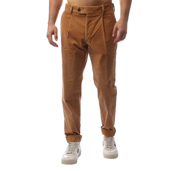 Boss Heren Perin Geplooide Opgerolde Broek (Beige)