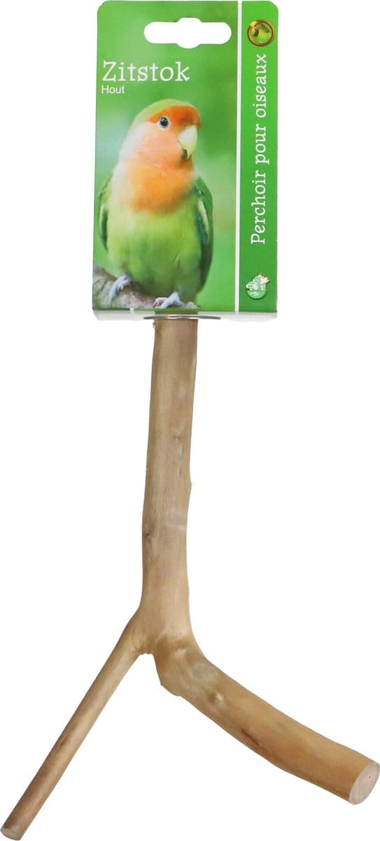 De Boon Zitstok Hout Vertakt + Schroefdraad 20CM