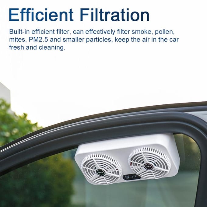 Auto-uitlaatventilator USB-luchtcirculatieventilator Ventilator Stille ontluchter Koeler Koelventilator met 3 wit