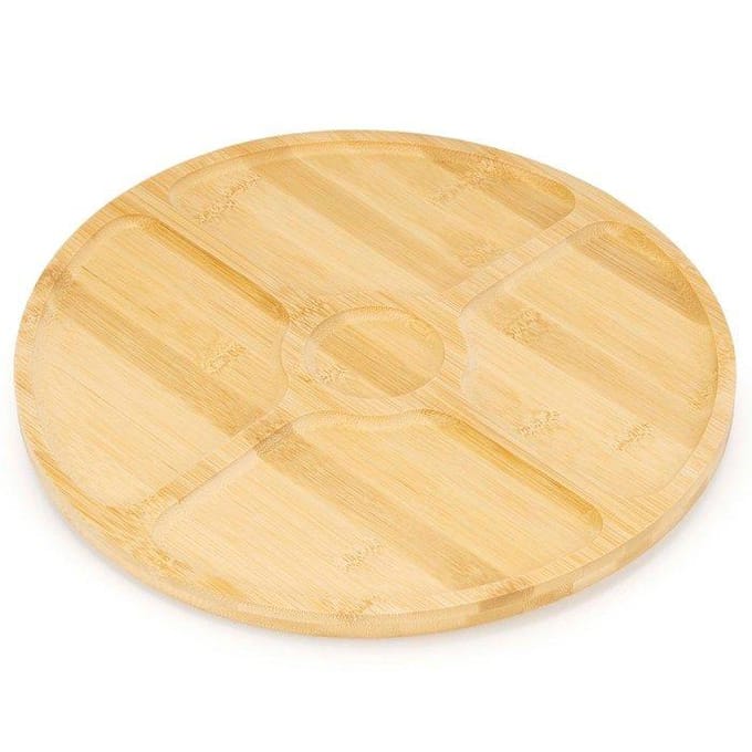 Springos Serveerschaal | Serveerplank | 5 Delig | Draaibaar | 33 Cm | Bamboe