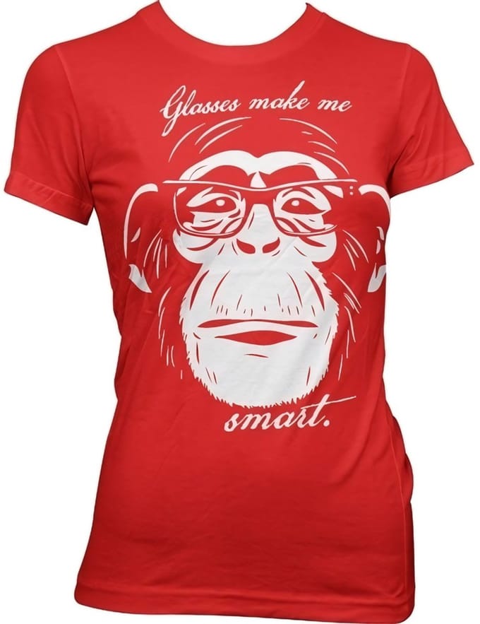 Hybris Glasses Makes Me Smart Girly T-shirt voor dames, rood