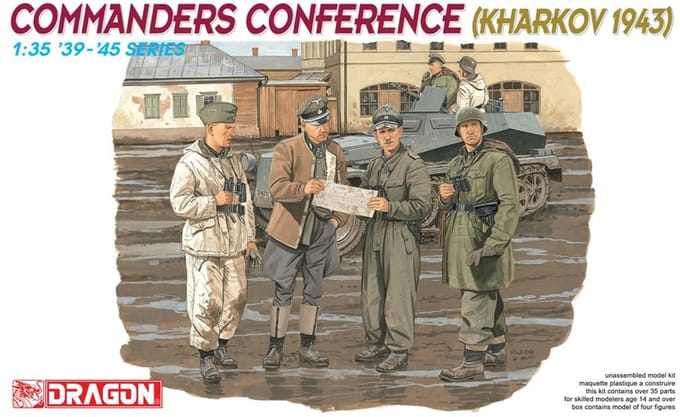 Dragon Modelbouwpakket Militaire voertuigen - 6144 Commanders Conference - Kharkov 1943 met Kurt Meyer Panzermeyer - 5 Figuren Plastic - 1:35 - Modelbouw