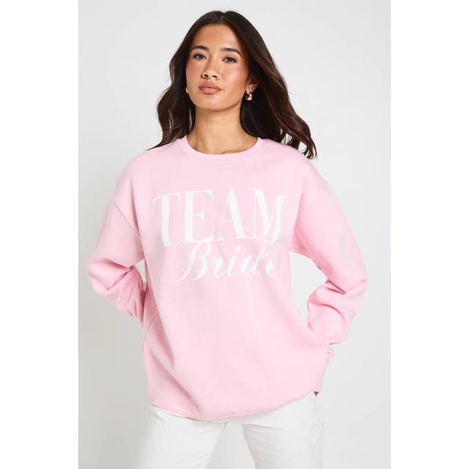 boohoo Dames Team Bride Bedrukte Oversized Sweatshirt | Lichtroze | Maat: Large