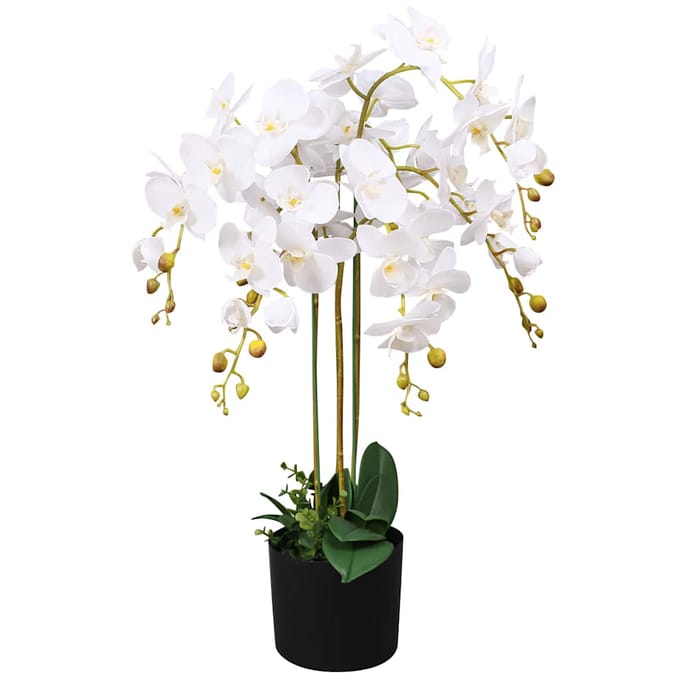vidaXL - Kunstplant - met - pot - orchidee - 75 - cm - wit