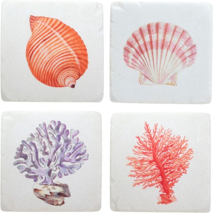 Vintage Zeekust onderzetters (Set van 4) - Sass & Belle