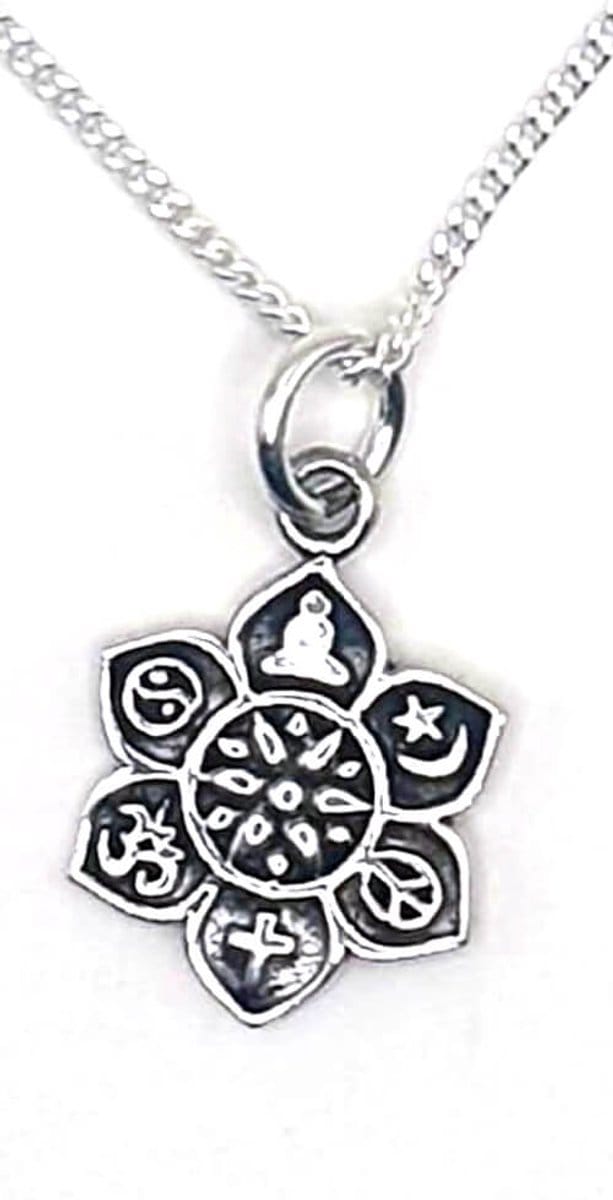 Zilveren Multi religie ketting(31202-45cm)