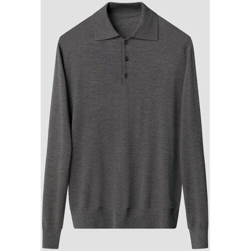 Eton Trui Polo Pullover Luxury Extrafine Merino Donker Grijs / male