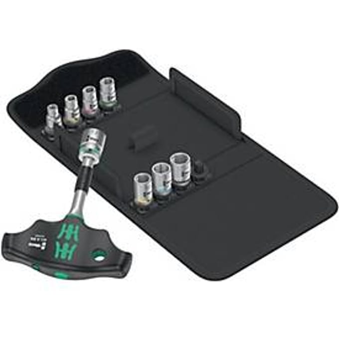 WERA doppenset Kraftform Kompakt 400 RA Set 2, 9-delig, 1/4 inch, kruishendel ratel, 6-13 mm, kleurcoderingssysteem