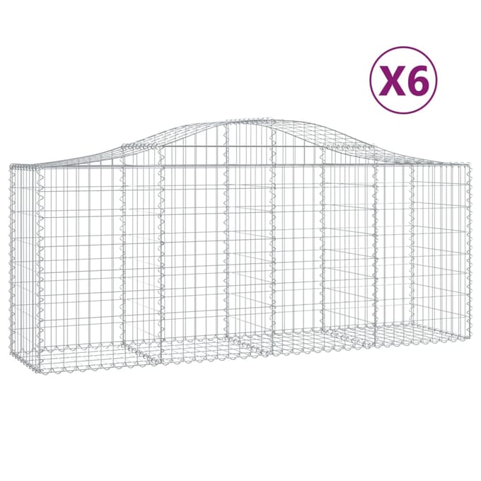 vidaXL - Schanskorven - 6 - st - gewelfd - 200x50x80/100 - cm - gegalvaniseerd - ijzer