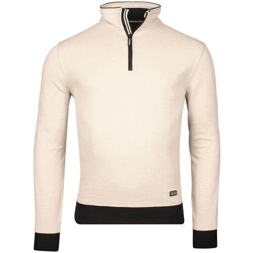 Baileys Trui Sweatshirt Half Zip 2-Tone Oxford Doubleface Jacquard Interlock Beige / male