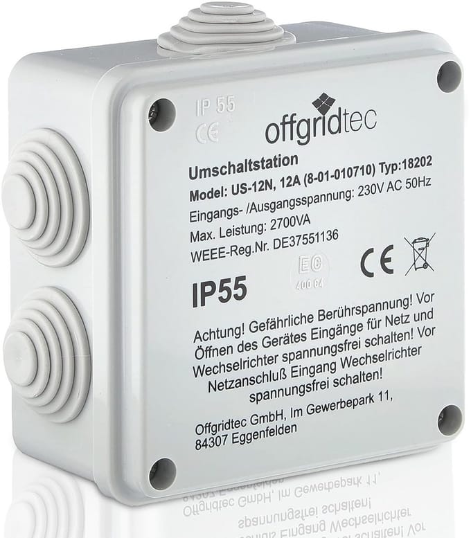Omschakelstation voor Netprioriteitsschakeling 12A 2700W 230VAC