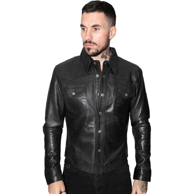 Heren retro leren overhemd jeansjack-Beijing