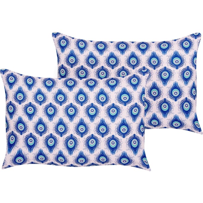 CERIANA - Tuinkussen set van 2 - Blauw/Roze - 40 x 60 cm - Polyester