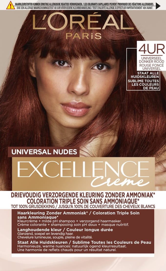 L'Oréal Paris Excellence Universal Nudes Universeel Donker Rood 4UR - Permanente Haarkleuring Zonder Ammoniak