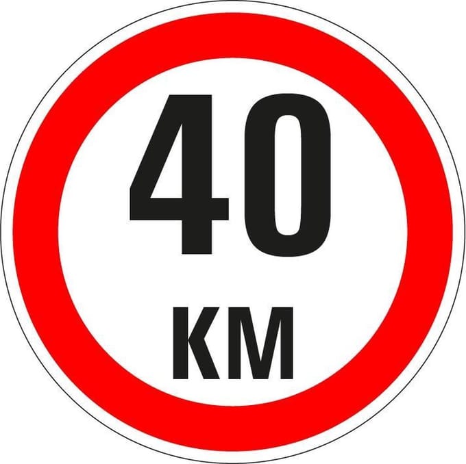Maximaal 40 km sticker, A1 100 mm