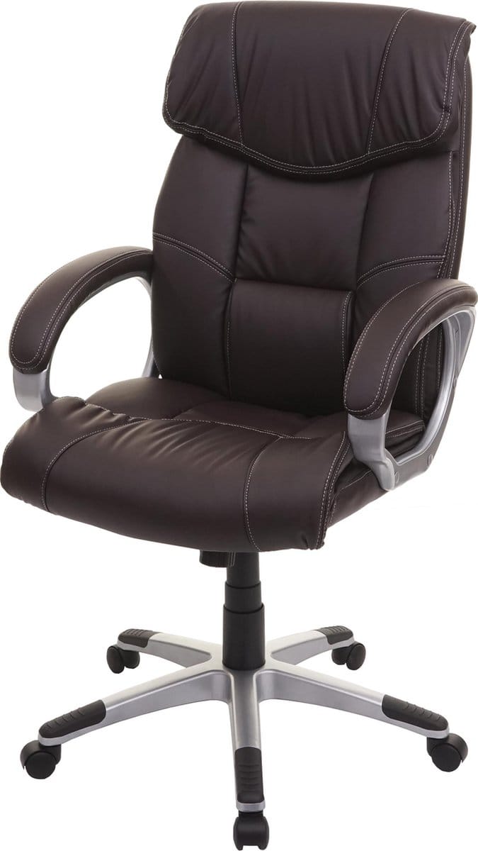 Bureaustoel MCW-A71, directiedraaistoel, kunstleer ~ koffiebruin