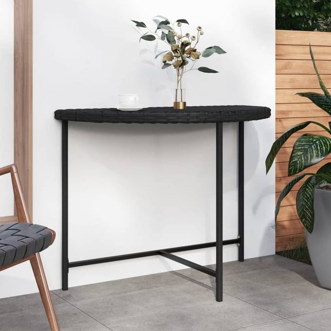 vidaXL - Tuintafel - 100x50x75 - cm - poly - rattan - zwart
