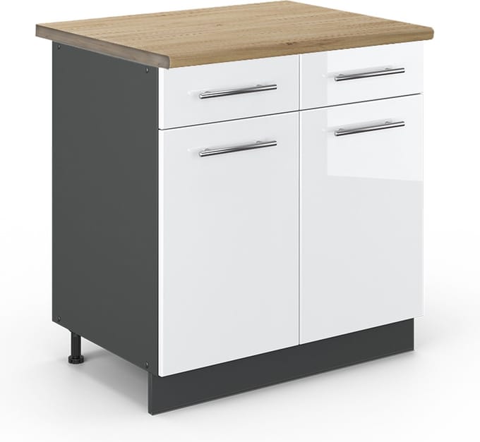 Vicco Fame-Line Keukenonderkast – 80 cm, WB Eik Wit Hoogglans