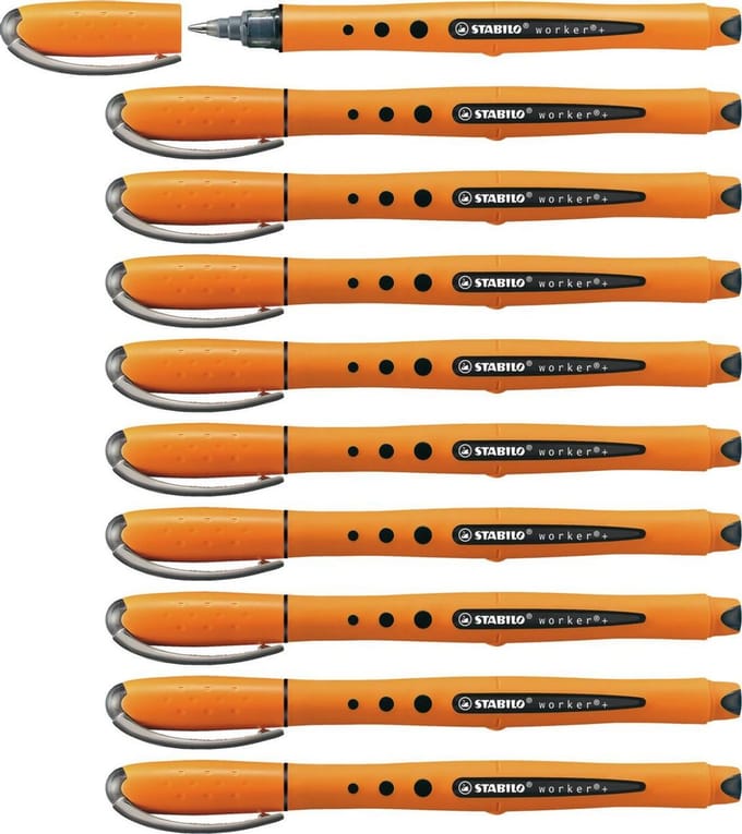 STABILO Worker - Rollerball - Medium 0,5 mm - Zwart - Doos 10 Stuks