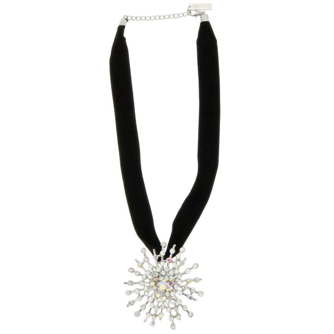 Behave - Ketting met hanger broche - Zwart lint - Feest stijl - 40 cm