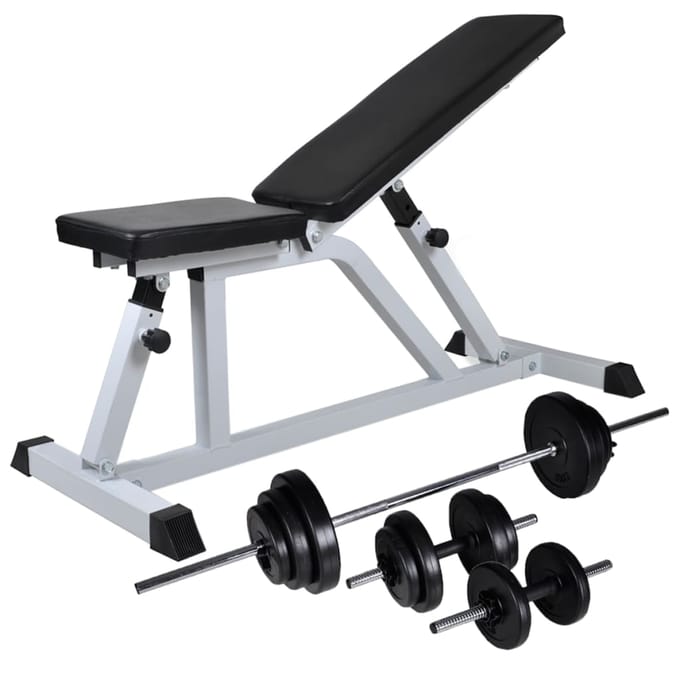 vidaXL - Trainingsbank - met - halterset - 30,5 - kg
