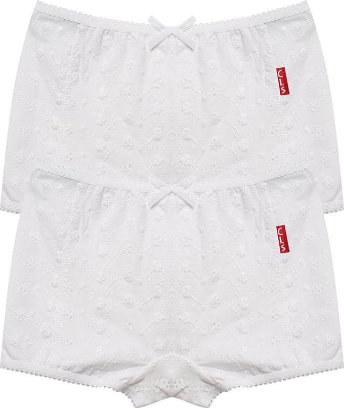 Claesen's® - Meisjes Boxershort 2-Pack Embroidery WitCL 933-White Embroidery-2