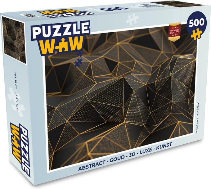 Puzzel Abstract - Goud - 3D - Luxe - Kunst - Legpuzzel - Puzzel 500 stukjes