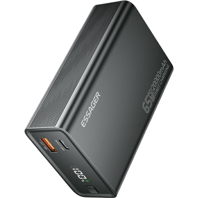 Essager 20.000mAh 65W PD Powerbank Zwart 20.000 mAh