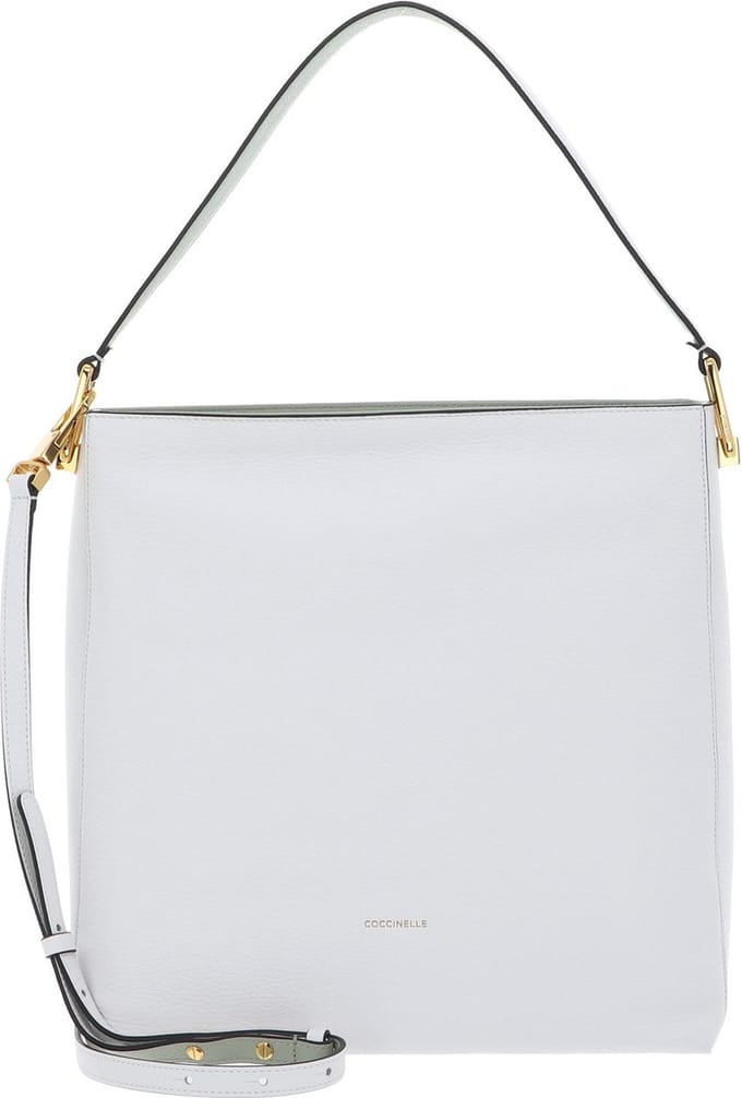 COCCINELLE Leren Handtas Schoudertas Liya Handbag Bril. Wh / Cela. Gr Wit