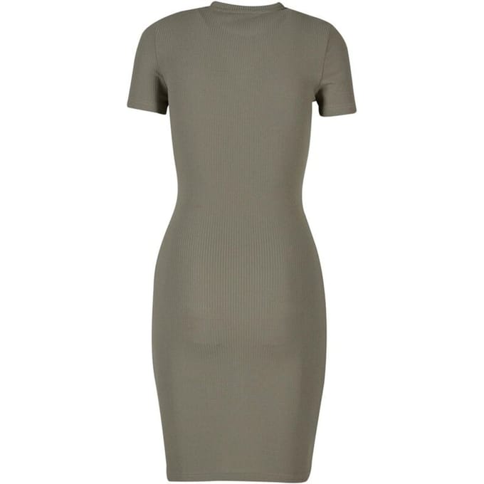 Urban Classics Ladies Basic Slim Fit T-Shirt Dress Dames Mini-jurk - olijf - S