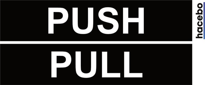 Deursticker Set Push Pull Horizontaal - 14x3 cm - Set van 2 stuks - Zwart met witte tekst - Duwen en Trekken - UV en Waterproof