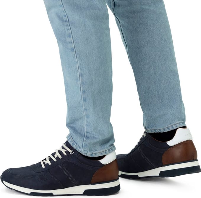 Van Lier - Heren - Blauwe Positano nubuck sneakers - Maat 45