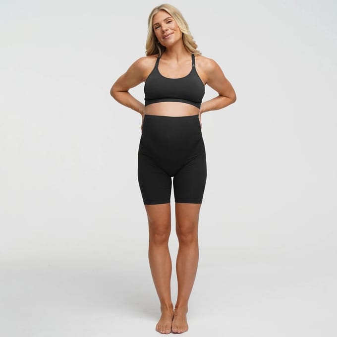 cfab - Naadloze zwangerschapsshorts met hoge taille - Donker antraciet - 2XL