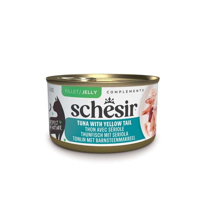 12x70g Schesir Complements in Gelee Thunfisch mit Gelbschwanzmakrele Katzenfutter nass