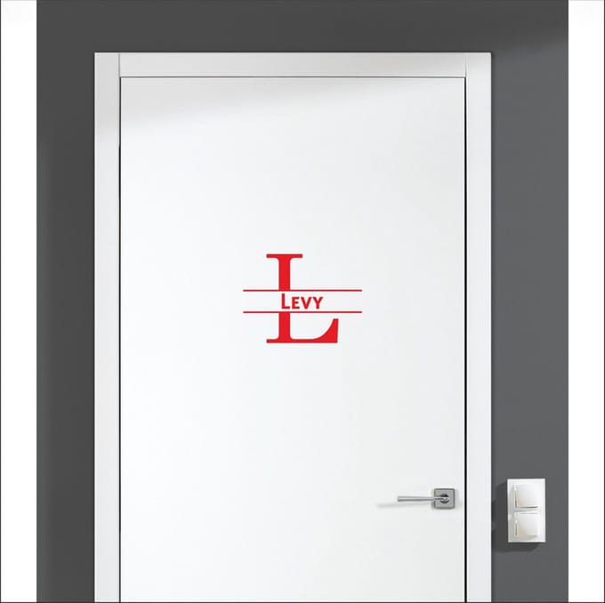 Deursticker Met Naam -  Levy - Rood