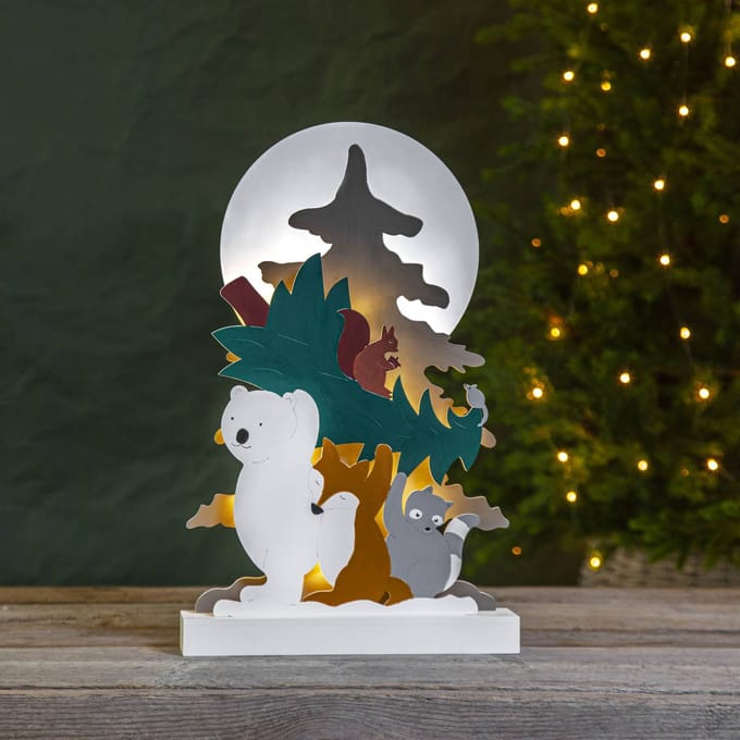 Star Trading Forest Friends winter scène - LED Kerstdecoratie - 28 x 6 x 45 cm