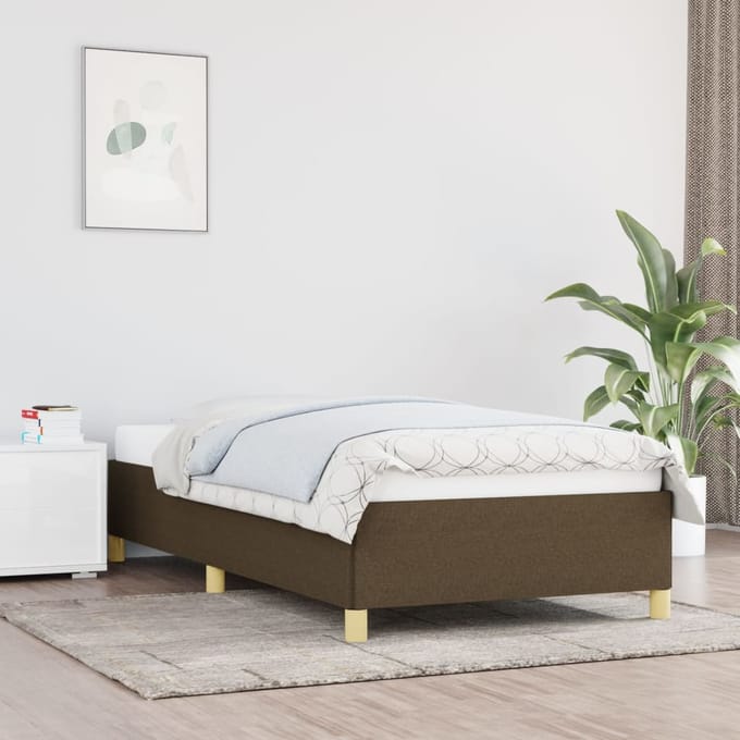 vidaXL - Bedframe - zonder - matras - 90x190 - cm - stof - donkerbruin