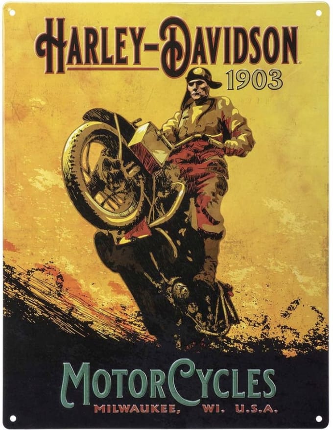 Harley-Davidson Hillclimber Metalen Bord - 30 x 40cm