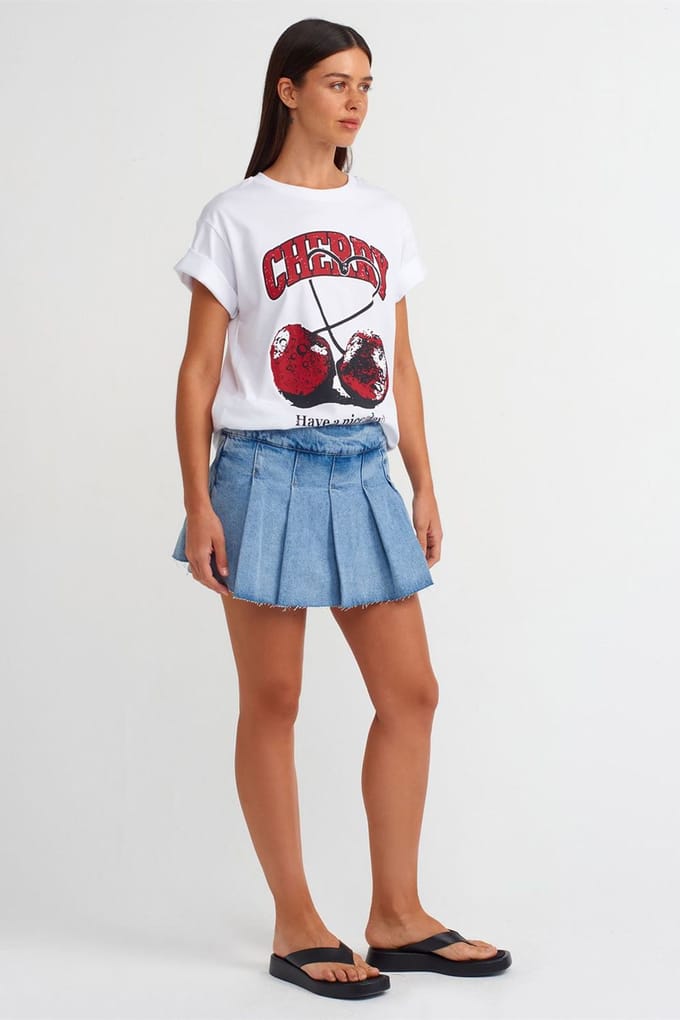 Midden taille mini denim skaterrok