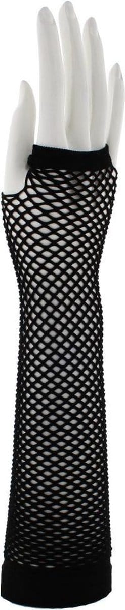 Zac's Alter Ego - Extra long fishnet fingerless Handschoenen - Zwart/Wit